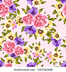 Flower print. Elegance seamless pattern.