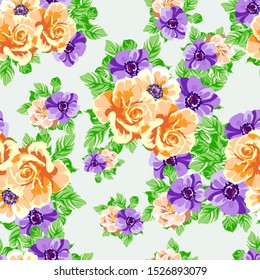 Flower print. Elegance seamless pattern.