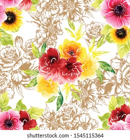 Flower print. Elegance seamless pattern.