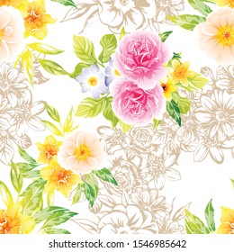Flower print. Elegance seamless pattern.