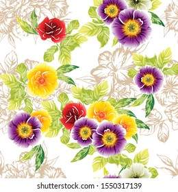 Flower print. Elegance seamless pattern.