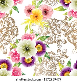Flower print. Elegance seamless pattern.