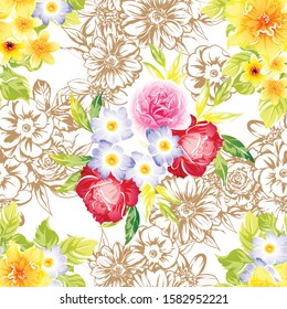 Flower print. Elegance seamless pattern.