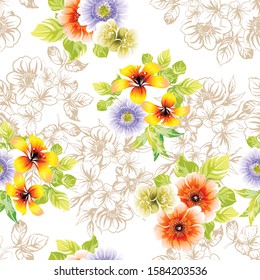 Flower print. Elegance seamless pattern.