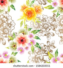 Flower print. Elegance seamless pattern.