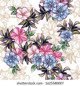 Flower print. Elegance seamless pattern.