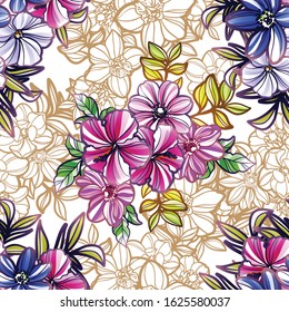 Flower print. Elegance seamless pattern.