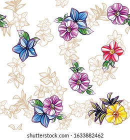 Flower print. Elegance seamless pattern.