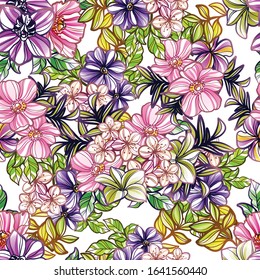 Flower print. Elegance seamless pattern.