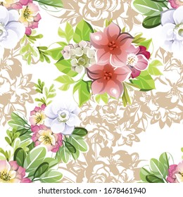 Flower print. Elegance seamless pattern.