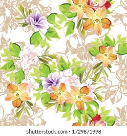 Flower print. Elegance seamless pattern.