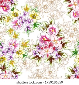 Flower print. Elegance seamless pattern.
