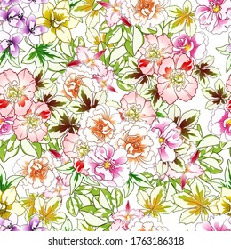 Flower print. Elegance seamless pattern.