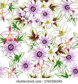Flower print. Elegance seamless pattern.
