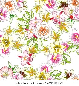 Flower print. Elegance seamless pattern.