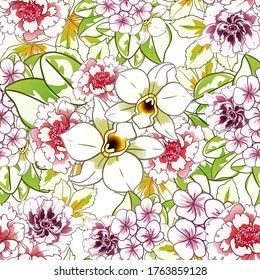 Flower print. Elegance seamless pattern.