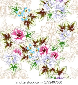 Flower print. Elegance seamless pattern.
