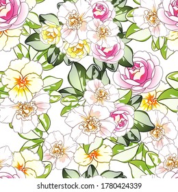 Flower print. Elegance seamless pattern.
