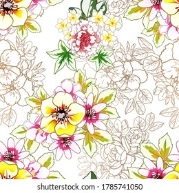 Flower print. Elegance seamless pattern.