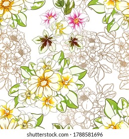 Flower print. Elegance seamless pattern.