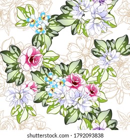 Flower print. Elegance seamless pattern.