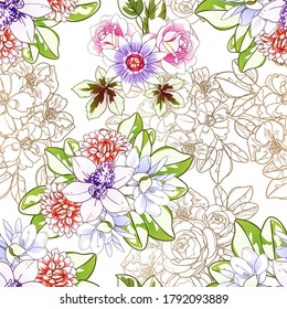 Flower print. Elegance seamless pattern.