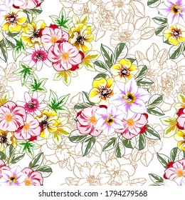 Flower print. Elegance seamless pattern.