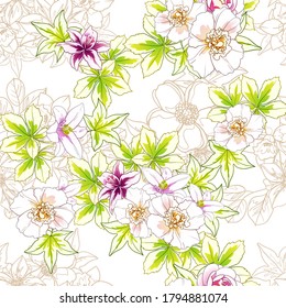 Flower print. Elegance seamless pattern.