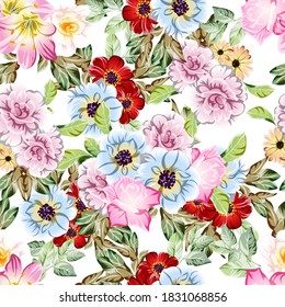 Flower print. Elegance seamless pattern.