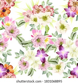 Flower print. Elegance seamless pattern.