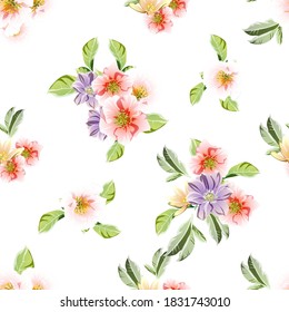 Flower print. Elegance seamless pattern.