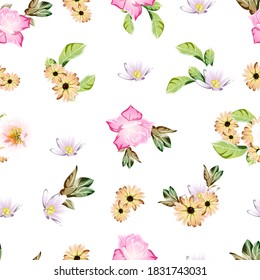 Flower print. Elegance seamless pattern.