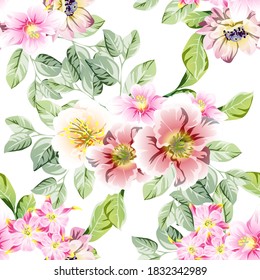 Flower print. Elegance seamless pattern.