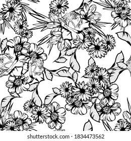 Flower print. Elegance seamless pattern.