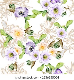 Flower print. Elegance seamless pattern.