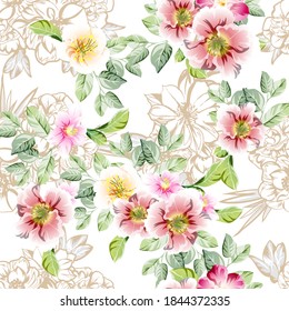 Flower print. Elegance seamless pattern.