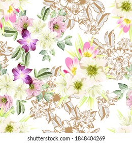 Flower print. Elegance seamless pattern.