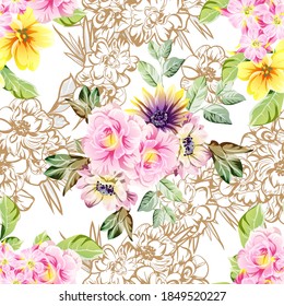 Flower print. Elegance seamless pattern.