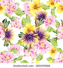 Flower print. Elegance seamless pattern.