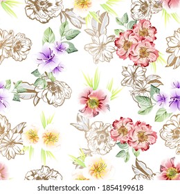 Flower print. Elegance seamless pattern.