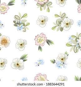 Flower print. Elegance seamless pattern.