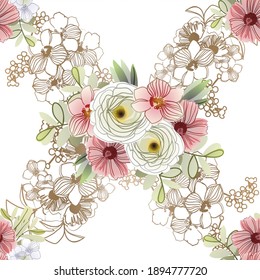 Flower print. Elegance seamless pattern.