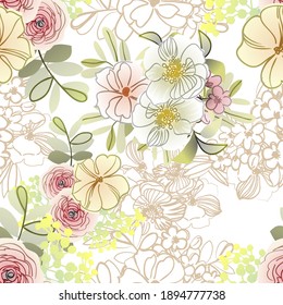 Flower print. Elegance seamless pattern.