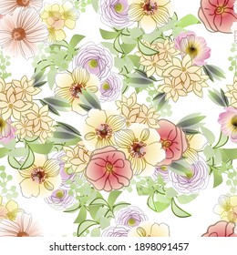 Flower print. Elegance seamless pattern.