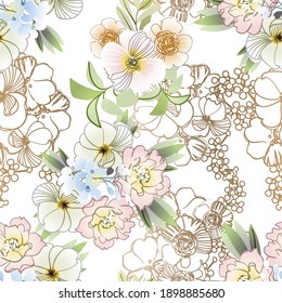 Flower print. Elegance seamless pattern.