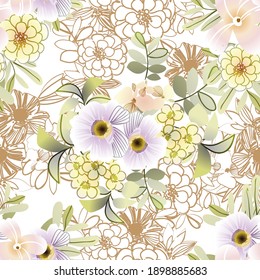 Flower print. Elegance seamless pattern.