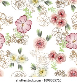 Flower print. Elegance seamless pattern.