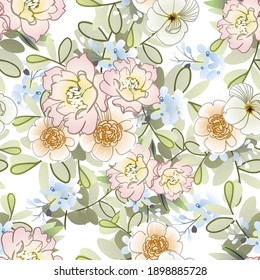 Flower print. Elegance seamless pattern.