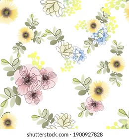 Flower print. Elegance seamless pattern.