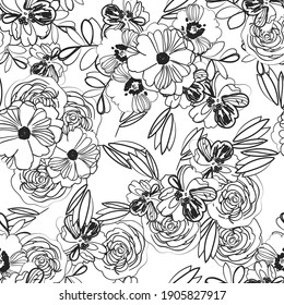 Flower print. Elegance seamless pattern.